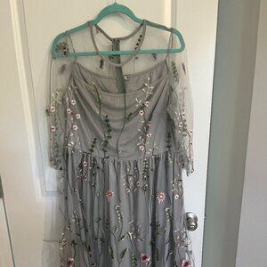 Floral Sheer Embordered Dress